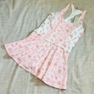 Floral Pink Sleeveless active skort dress/romper